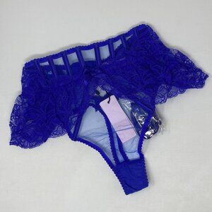 Agent Provocateur Rozlyn Cobalt Blue Suspender Thong AP1 Extra Small NWT $250